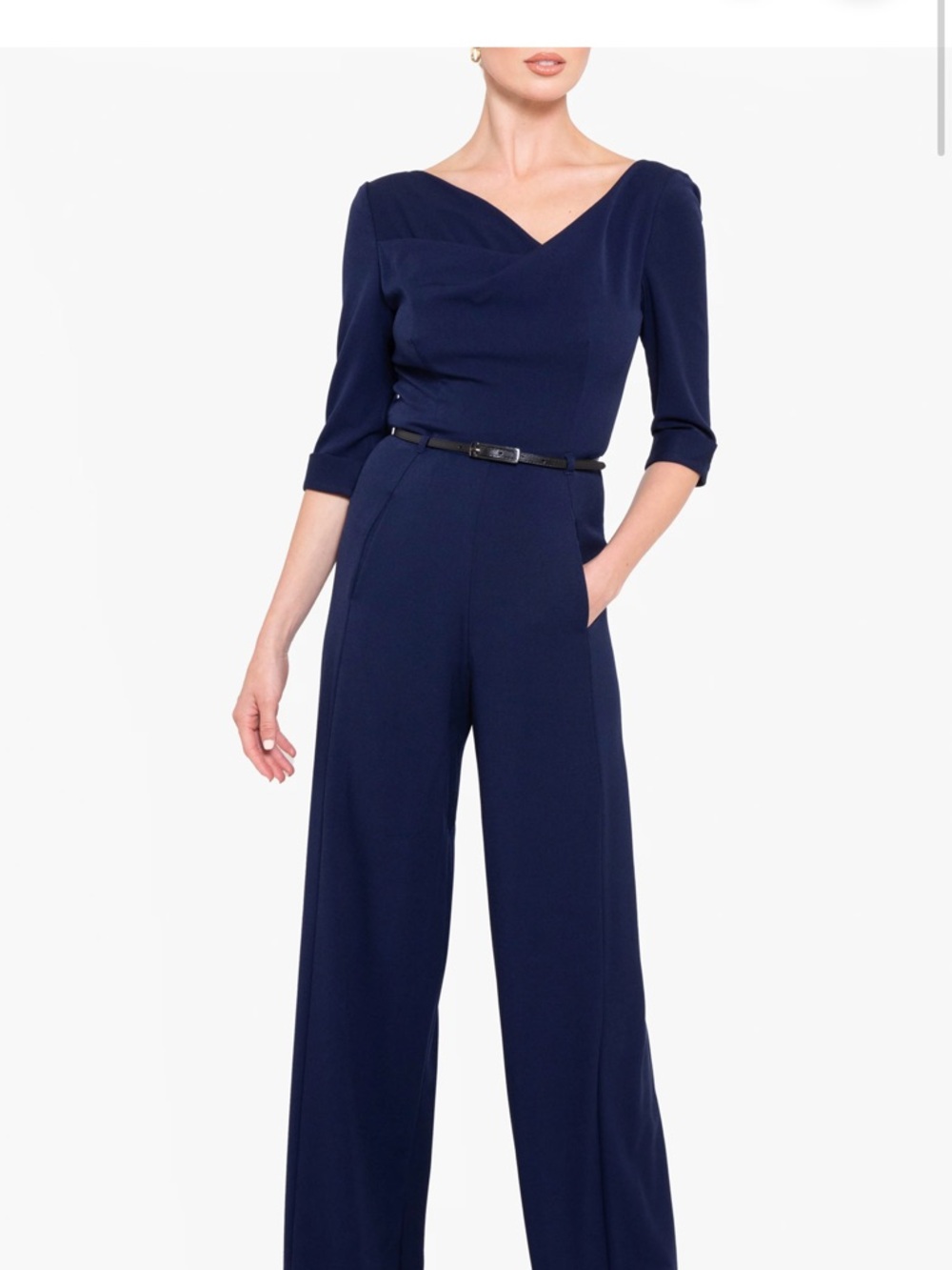 Black Halo Jackie-O 3/4 sleeve jumpsuit (navy, size 4) - Picture 2 of 16